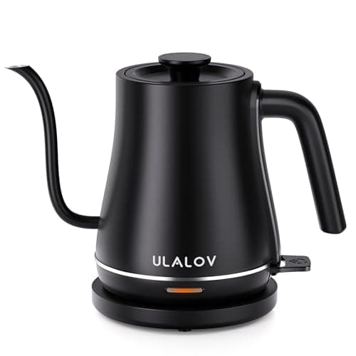 Ulalov Electric Kettle 1L Gooseneck Water Kettle Quick Heating for Pour Over Coffee & Tea, Stainless Steel Hot Water Boiler with Auto Shut-Off, Boil Dry Protection, Matte Black,1200W 9
