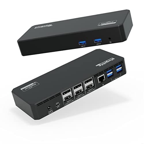 Plugable 12-in-1 USB C Triple Monitor Docking Station, Triple 4K Displays with 3X HDMI or 3X DisplayPort, Compatible with Mac, Windows, Thunderbolt, USB4, USB-C (100W PD, 6X USB Ports, Ethernet)