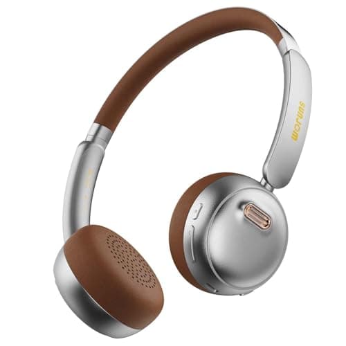SUNJOM Sirius 70Hrs Playtime 70S 80S Style Low Latency Wireless ANC Active Noise Cancelling Reduction Retro Headphones Bluetooth Lightweight with Microphone Type-C Charging for Gym Travelling