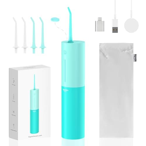 Powerful Cordless Water Flosser for Healthy Gums Rechargeable Dental Oral Irrigator for Daily Cleaning of Sensitive Gums, Orthodontic Braces or Tonsils to Help Prevent Infections and Bad Breath, Blue 7