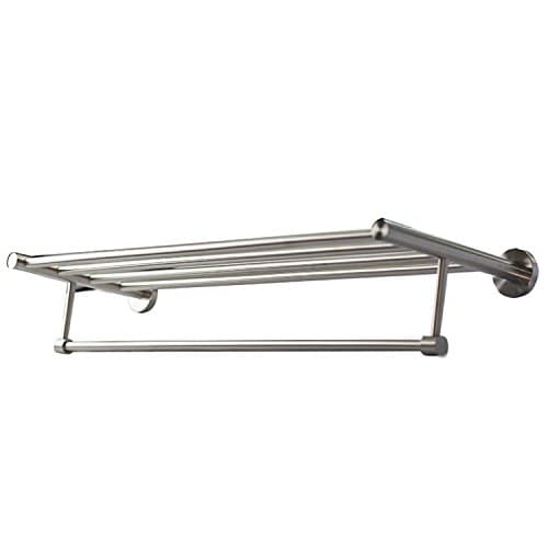 Premium Modern Towel Bar Rack w(24 Inches)- Stainless Steel, Water and Rust Proof, Top of The line Rack and Shelf (Single Hanging(Brushed)-Round Base) 7