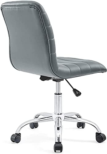 Modway Ripple Ribbed Armless Mid Back Swivel Computer Desk Office Chair In Gray 6