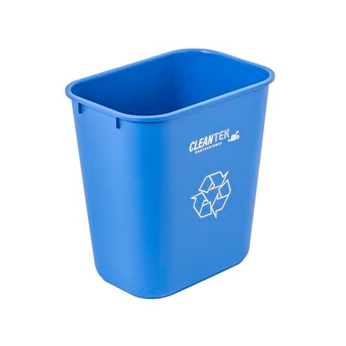 Restaurantware Rectangular Trash Can 1 Count Blue Plastic 13 Quart Wastebasket, Office Bin Space-Saving Heavy-Duty Blue Waste Bin for Indoor Office Kitchen, or Restroom Use
