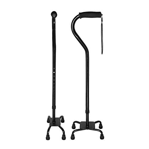 RMS Quad Cane - Adjustable Walking Cane with 4-Pronged Base for Extra Stability - Foam Padded Offset Handle for Soft Grip - Works for Right or Left Handed Men or Women (Black) 7