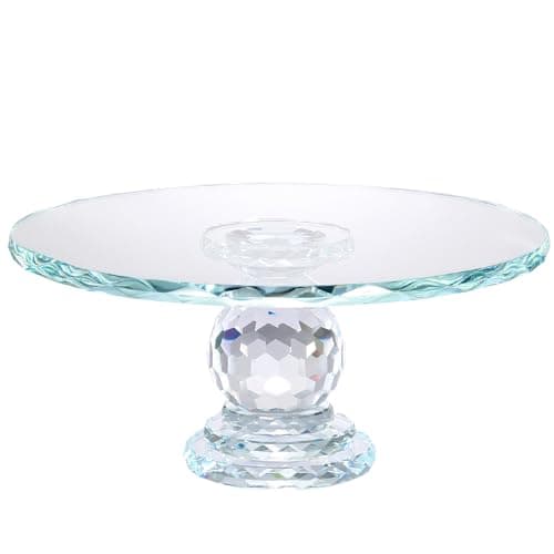 Uten Crystal Glass Cake Stand, 11'' Cake Display Stand, Crystal Glass Fruit Plate, Clear Cake Stand, Display Desserts Holder for Wedding Cakes Serving Platters