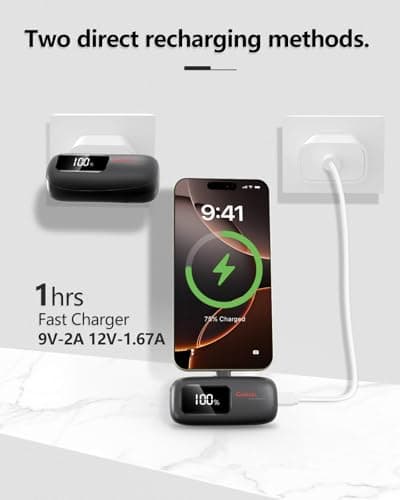 Galeces Mini Portable Charger for iPhone 20W 5000mAh USB-C Power Bank for iPhone 15 Charger Fast Charging Compatible with iPhone 16 15 Pro/15 Plus/15 Pro Max/iPad/AirPods Samsung (Black) 5
