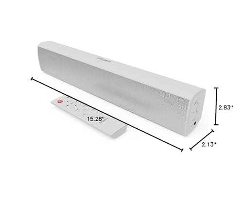 Majority 15 Inch White Soundbar for TV, Bluetooth Sound Bar 50 Watts, Home Audio Speaker, Small PC Soundbar Speaker | AUX, RCA, Optical, USB | Gaming, Music, Movies | Bowfell 8