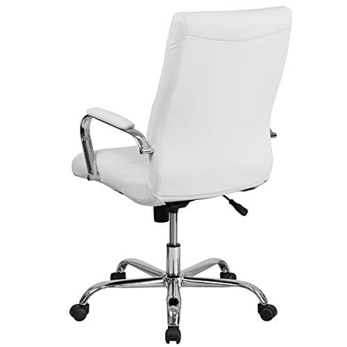Flash Furniture Whitney High-Back Swivel LeatherSoft Desk Chair with Padded Seat and Armrests, Adjustable Height Padded Office Chair, White/Chrome 10