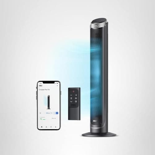 Dreo Smart Tower Fan for Bedroom, 90° Oscillating 40" Standing Fan, 26ft/s High-Speed 5 Speeds 4 Modes, Quiet Room Floor Fans, Touch/Remote/APP & Voice Control, Work with Alexa, 12H Timer, Silver 9