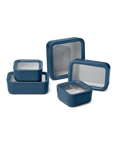 Caraway 13pc Glass Food Storage Container Set - Easy to Store, Non Toxic Lunch Box - with Glass Lids - Includes Storage Organizer - Navy