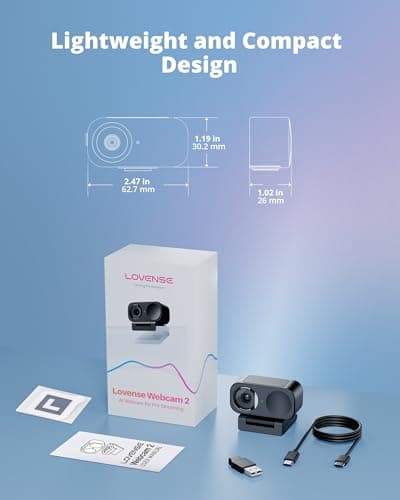 LOVENSE Webcam 2 4k for PC, Live Streaming Camera 1/2" Sensor True Focus Al Noise Canceling, Hand Gesture Control, Mobile Control, Auto Framing, Customizable Audio Modes, Microphones, Privacy Control 6