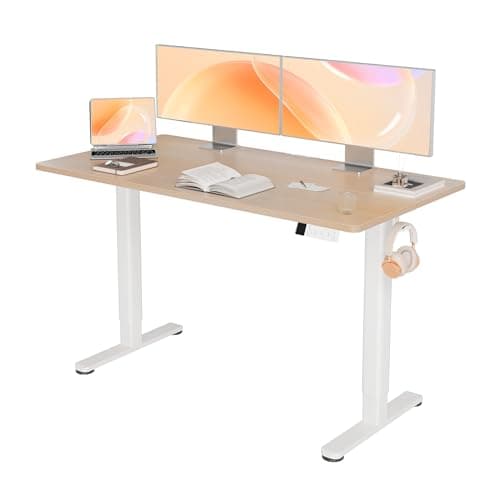 Seang Standing Desk with Adjustable Height, 55x24 Inch Electric Stand Up Desk for Home Office, Studio, Computer Workstation, Nature Top