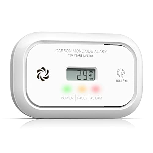 Jemay Carbon Monoxide Detector, 10-Year Lifespan CO Alarm with Battery Powered–LCD Display, LED Indicator & 85dB Loud Alert | Wall-Mounted/Portable CO Detector for Home, Bedroom, Travel Safety
