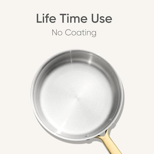 CAROTE 2Qt Stainless Steel Saucepan, Non-Toxic Cookware with Lids,Outer Ceramic Layer,Small Cooking Pot, Even Heating, Fits All Stoves,Oven & Dishwasher Safe,White 5