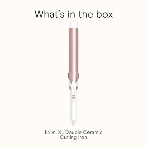 Conair Double Ceramic 1 ½-Inch Long Barrel Curling Iron, 1 ½-Inch Barrel Creates Soft Waves, Hair Waver for Use on Medium & Long Hair, White/Rose Gold 10