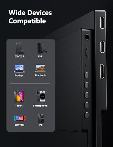 MAGICRAVEN 165Hz Portable Gaming Monitor, 16" 1920x1200 500 Nits Laptop Monitor, Second Computer Display with Speakers, Dual Screen Travel Monitor for PC Phone PS5/4 Xbox Switch 7