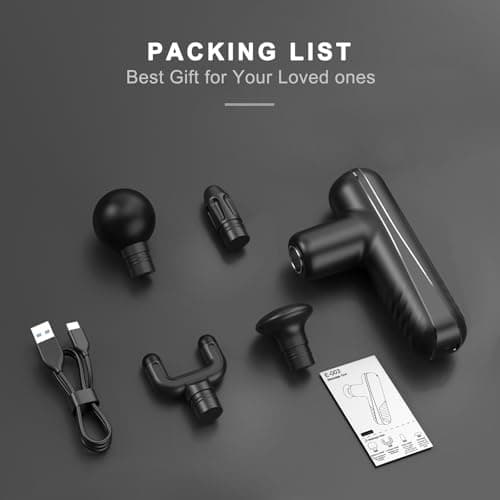 SBUBU Mini Massage Gun for Deep Tissue Percussion - Portable Handheld Massager for Muscle Relaxation with 4 Massage Heads High-Intensity Vibration Rechargeable Small Massage Gun 6