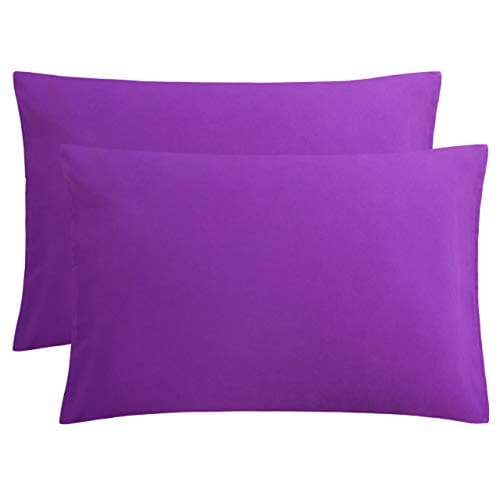 FLXXIE Pillow Cases Queen, Soft Microfiber Pillow Covers with Envelope Closure, Wrinkle Resistant Pillowcases, 2 Piece Set, 20x30, Purple