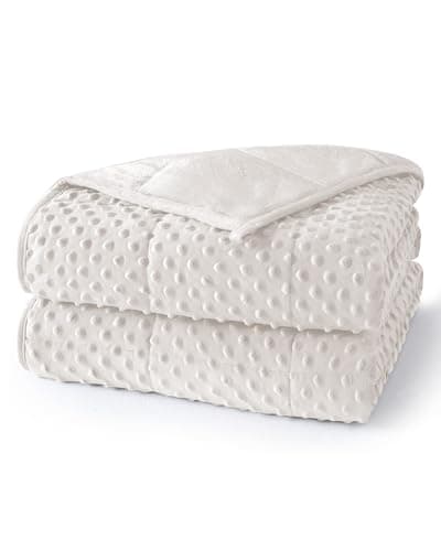 UINIU Weighted Blanket for Adults Twin Size 15 lbs, Soft Cooling Minky Dot Heavy Breathable Blanket for All-Season, Washable Weighted Throw with Glass Beads, 60 x 80 Inches, Cream