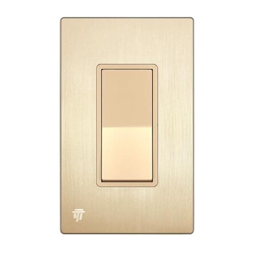ENERLITES Elite Series Decorator Light Switch with Brushed Screwless Wall Plate, Single Pole, 3 Wire, Grounding Screw, Residential Grade, 15A 120V, UL Listed, 91150-GDWBP, Brush Gold with Wall Plate