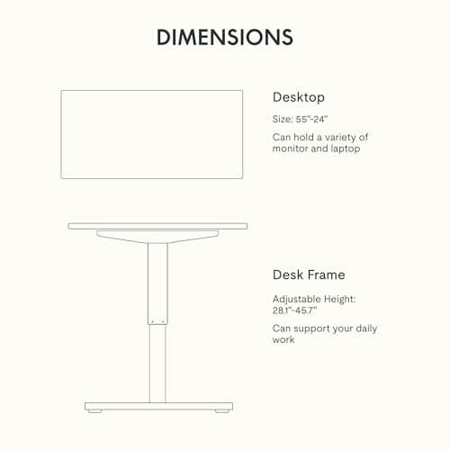 FLEXISPOT EN1 One-Piece Solid Wooden Standing Desk 55 x 24 Inches Height Adjustable Electric Sit Stand Home Office Desks (White Frame + Rubber Wood Top, 2 Packages) 7