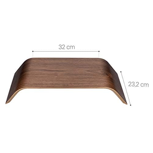kalibri Wood Monitor Stand Riser - Computer Desk Holder Desktop Dock Wooden Mount Display for PC TV Screen Notebook Laptop - Walnut 6