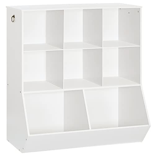 HOOBRO Kids Bookshelf, Toy Storage Organzier with 8 Cubicles, Bookcase Footboard, Bookshelf for Kids, for Playroom, Nursery, Bedroom, and School, White WT35CW01G1