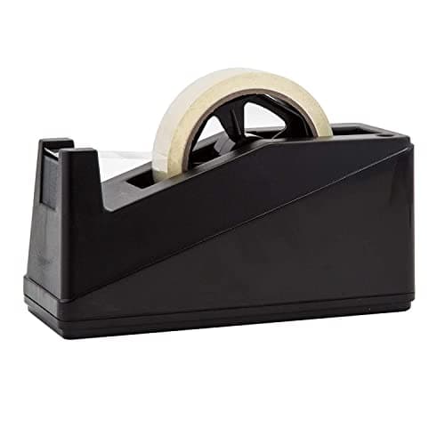 Royal Imports Desktop Tape Dispenser Adhesive Roll Holder (Fits 1" & 3" Core) Heavy Duty Premium for Office, Home, School, Library, Crafts, Moving, Giftwrapping with Weighted Nonskid Base, Black