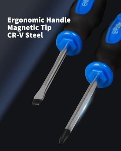 ROTATION 6PCS Magnetic Tip Screwdriver Set, 3 Phillips and 3 Flat, Professional Cushion Grip | 6-Piece Hand Tools Set 8