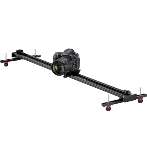 GVM Camera Slider Dolly Track, 31.5" Camera Slider Aluminum Rods Rotatable Rubber Wheels for DSLR Camera Camcorder and Low-Level Shooting