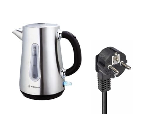 Westinghouse 220 volt 1.7 Liter kettle electric cordless 220v 240 volts 50hz / 60 hz tea kettle WKWK0805 Bundle With Dynastar Plug Adapter
