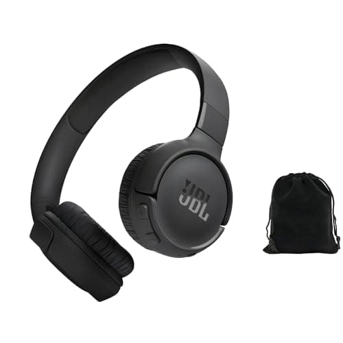JBL Tune 525BT Wireless Over-Ear Headphones – Experience Deep Bass and Seamless Connectivity - 57H Battery Life - Speed Charge - Bluetooth 5.3 - Includes Storage Pouch, Black, Tune525BT-Pouch