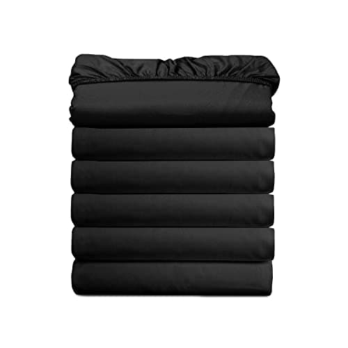 (6-Pack) Luxury Fitted Sheets! Premium Hotel Quality Elegant Comfort Wrinkle-Free 1500 Premier Hotel Quality 6-Pack Fitted Sheet with Storage Pockets on Sides, Twin/Twin XL Size, Black