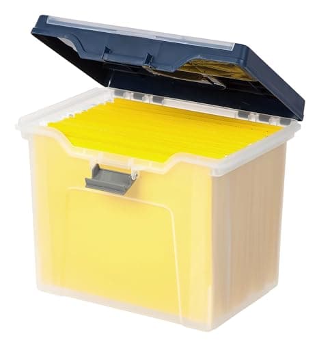 Generic (2 Pack) - Large Mobile File Box, Letter Size, 11.62"" H x 13.5"" W x 10"" D, With Utility Compartment and Handle, Clear Body/Blue Lid, 110988 5