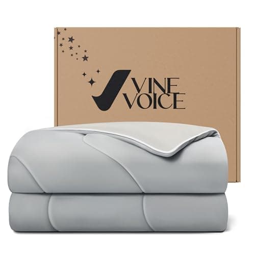 Vine Voice Soft Cooling Comforter Blanket for Hot Sleepers, Full/Queen, Double-Sided Cold Blanket for Night Sweats, All-Season Cooling Comforter, Silver Gray, 90''x90''