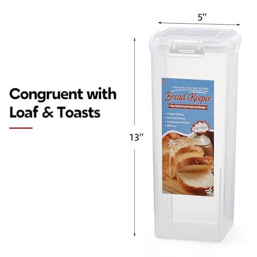 AOZITA Bread Box with Airtight Lid, Bread Storage Container, Bread Loaf Storage Dispenser, Plastic Sandwich Bread Keeper, White Lid, 1 Pack 6