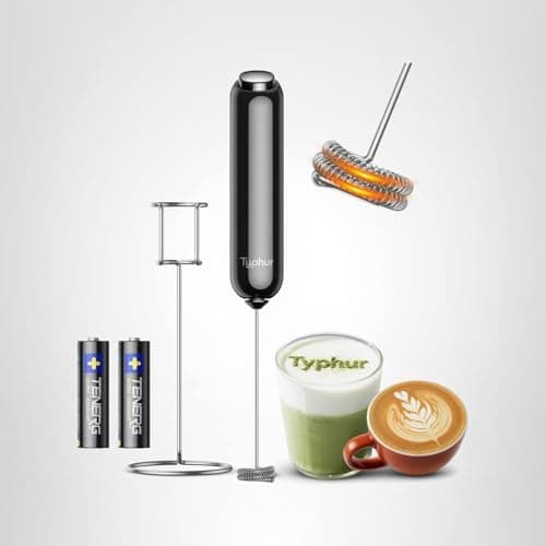InstaWhisk Milk Frother with Variable Speed, Battery Operated Handheld Coffee Foam Frother Wand, Electric Drink Mixer with Stand & Detachable Double Whisk, Stainless Stirrer for Latte, Matcha, Protein 9