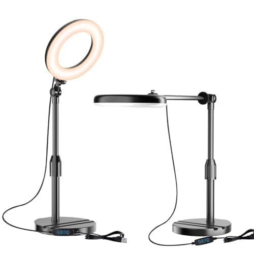Portable Travel Ring Light for Laptop Zoom Video Conference, 5'' Bright Circle Light with Extendable Stand, Small Halo Lighting with Phone Holder for Video Recording Live Stream Facetime Photography