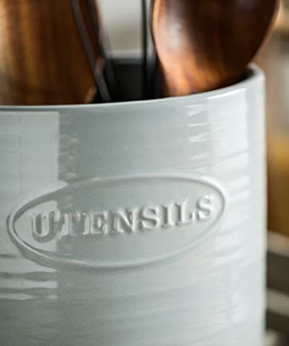 YHOSSEUN Ceramic Utensil Holder Kitchen Utensil Crocks (E-Gray & Clay) 5