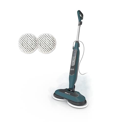 Shark Steam & Scrub All-in-One Scrubbing and Sanitizing Hard Floor Steam Mop, 2 Steam Modes, 2 Dirt Grip Soft Scrub Pads Included, XL Removable Water Tank, Swivel Steering, Teal, S8002BRN