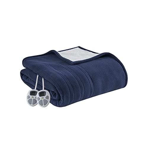 Serta Reversible Fleece to Sherpa Electric Blanket, Fast Heating, Auto Shut Off Timer, Multi Heat Setting, ETL Certified, Machine Washable, Blue King 90"x 100" 6