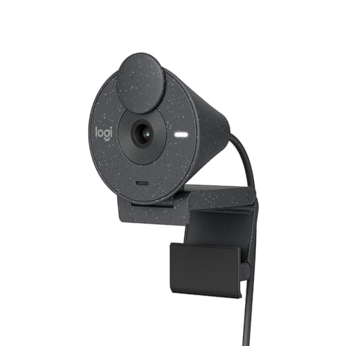 Logitech Brio 300 Graphite Noise Reducing Mic, and 1080P High-Resolution, Auto Light Correction, USB-C Connectivity Webcam with Privacy Shutter