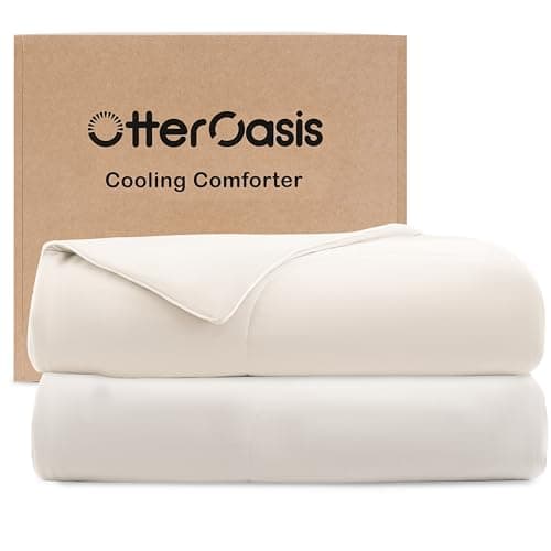 OtterOasis Cooling Comforter Queen Size for Hot Sleepers, 90"x90" Summer Cooling Blanket for Night Sweats, Silk Soft Lightweight Breathable All-Season White Cooling Quilt Blanket