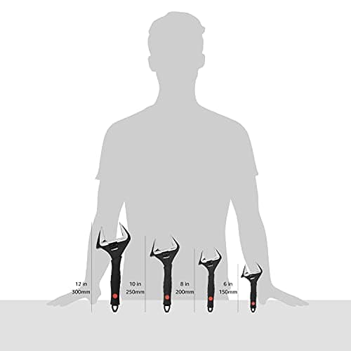 Amazon Basics 4-Piece Wide Jaw Adjustable Wrench Set with Soft Grip, Includes: 6-inch (150mm), 8-inch (200mm), 10-inch (250mm), 12-inch (300mm) 6