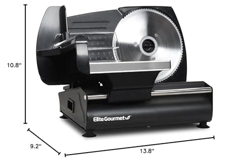 Elite Gourmet EMT-625B Ultimate Precision Electric Deli Food Meat Slicer Removable Stainless Steel Blade, Adjustable Thickness, Ideal for Cold Cuts, Hard Cheese, Vegetables & Bread, 7.5”, Black 9