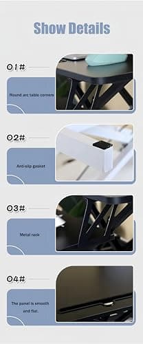 Royjhnl Standing Desk Converter 32 Inch, Height Adjustable Sit-Stand Workstation, Dual Monitor Riser with Wide Keyboard Tray - Office & Home Use, Black (Black) 7