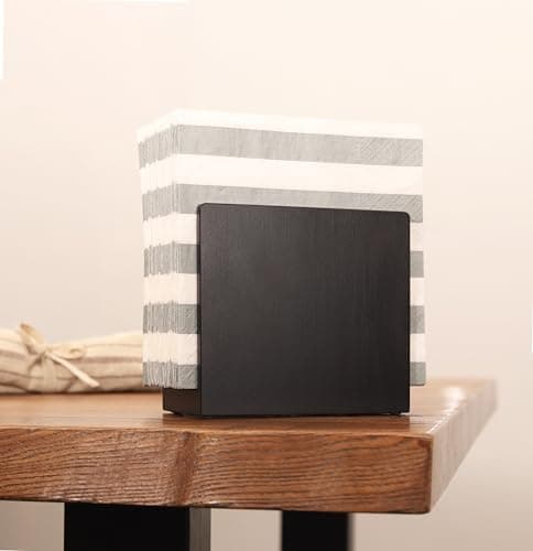 Napkin Holder For Table - Wooden Farmhouse Napkin Holders, Black Simple Upright Vertical Dining Table Cocktail Napkins Dispenser, Kitchen Rustic Natural Walnut Wood For Paper Napkins 7