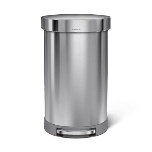 simplehuman 45 Liter/ 12 Gallon Semi-Round Hands-Free Step Trash Can, Brushed