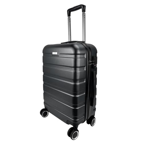 Panana Modern Design Hard Shell Cabin ABS Suitcase with 4 Spinner Wheels Luggage Trolley Case Carry-On Lightweight (Black, 28") 5