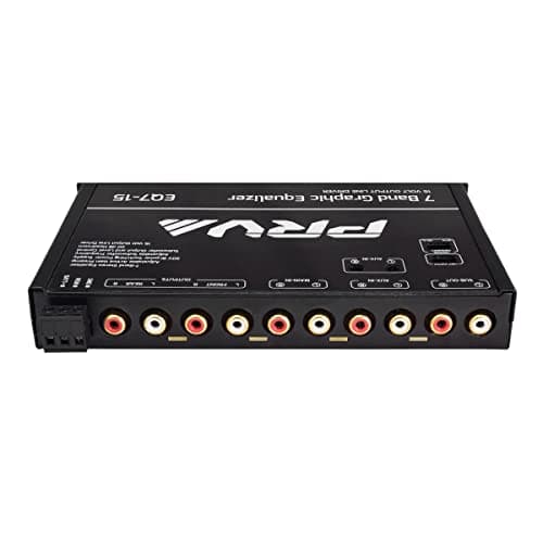 PRV AUDIO EQ7-15 7 Band Graphic Equalizer 15 Volt RCA Line-Level Output with Fader and Subwoofer Level Control for Car Audio 7